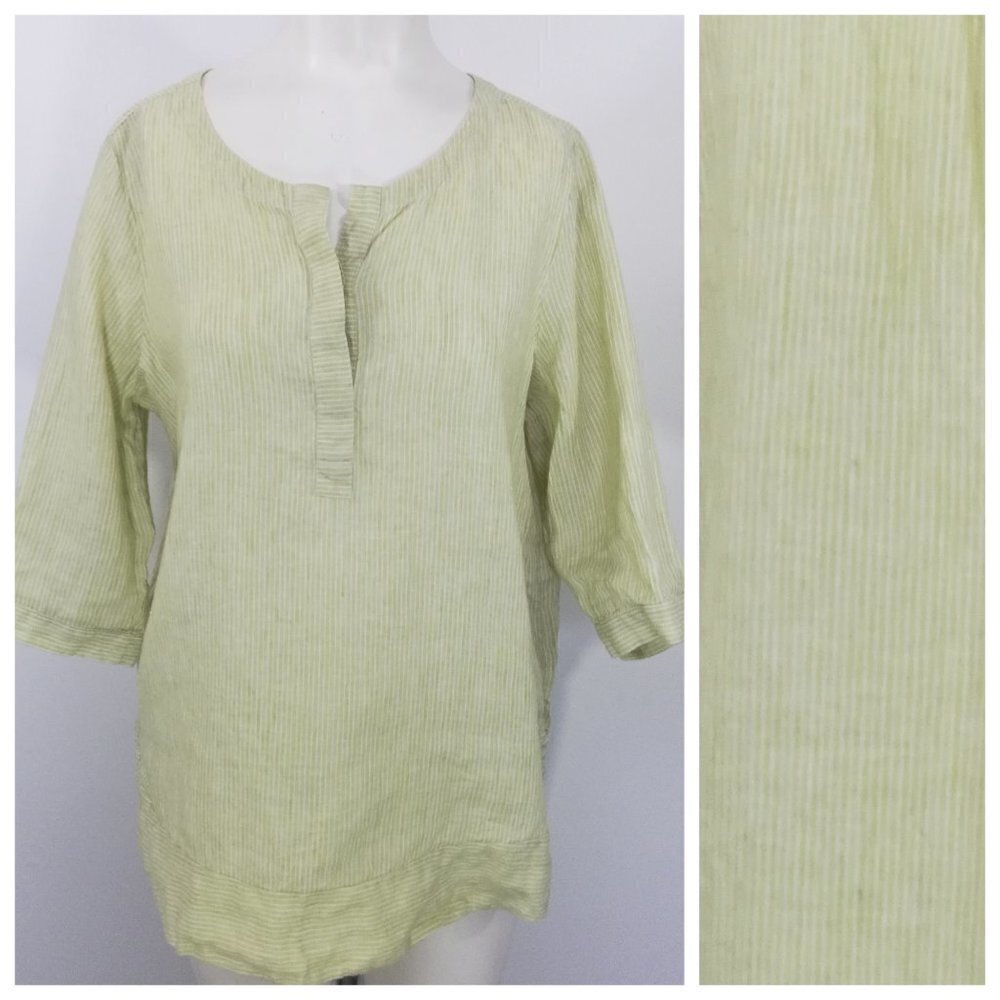 J Jill Love Linen Striped Blouse Size S Lagenlook